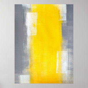'Suit Up' Grey and Yellow Abstract Art Poster
