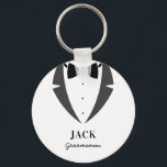 Suit up groomsman best man key ring<br><div class="desc">Ask your groomsmen and best man to be apart of your bridal party with this simple and classic bow tie suit design key ring. Name and role can be personalised.</div>