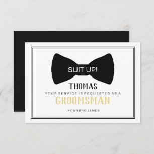 Suit Up Groomsman Card - Black Tie