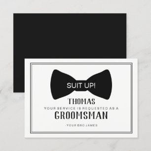 Suit Up Groomsman Card - Black Tie