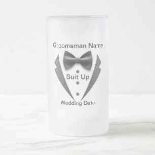 Suit Up Groomsman Frosted Glass Mug