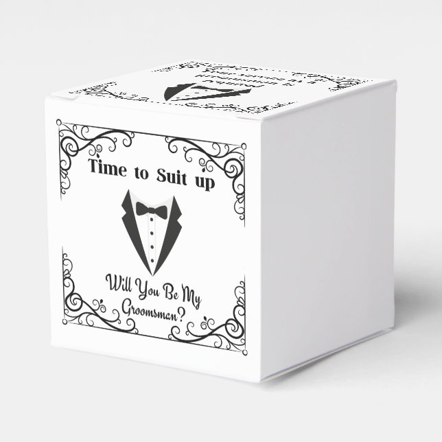 suit up groomsman proposal stylish modern minimal favour box (Front Side)
