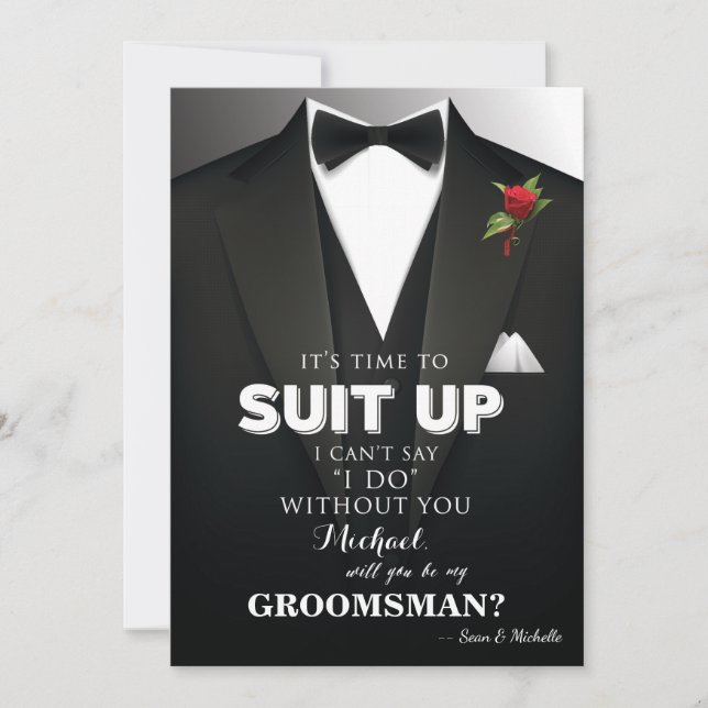 Suit Up Groomsman Tuxedo Invitation (Front)