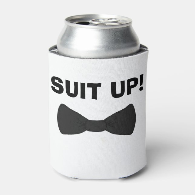 Suit up wedding party can coolers custom wedding (Can Front)