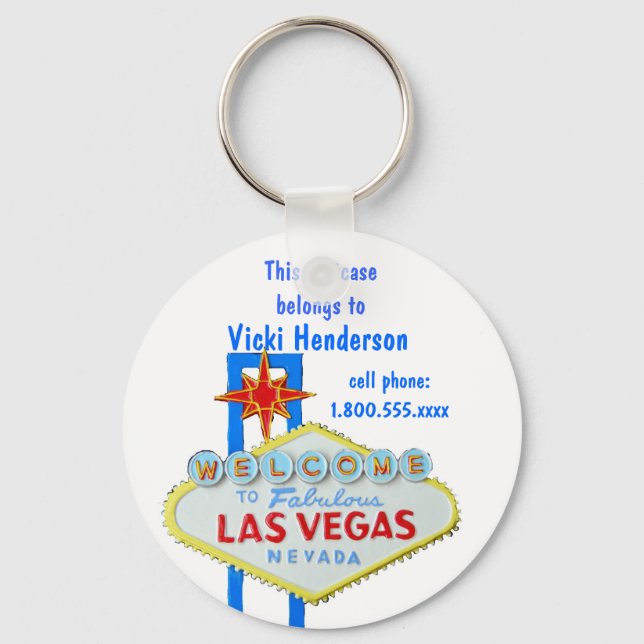 Suitcase Bag Tag Las Vegas Sign Key Ring (Front)