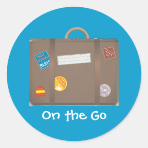 Suitcase template classic round sticker