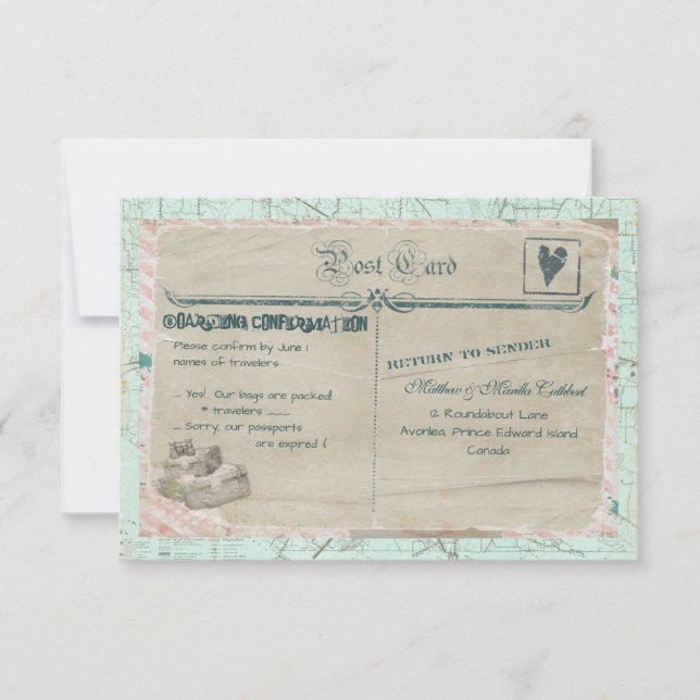 Suitcases Travel Party RSVP Card (Front)