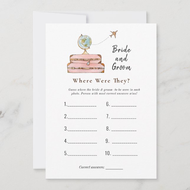 Suitcases  "Where were they" Bridal shower game Invitation (Front)