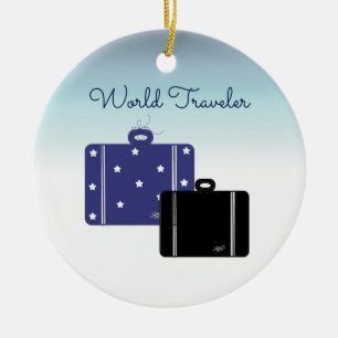 Suitcases World Traveller Ceramic Tree Decoration
