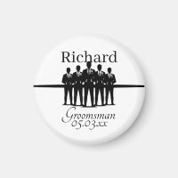 Suited Groomsman Silhouette Wedding Party Name Dat