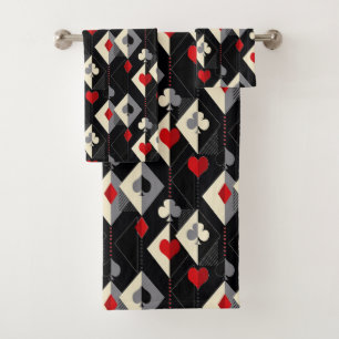 Suits of playing cards in poker. bath towel set