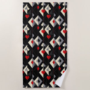 Suits of playing cards in poker.  beach towel