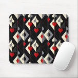 Suits of playing cards in poker.  mouse mat<br><div class="desc">Suits of playing cards in poker. Bright red and black abstract pattern.</div>