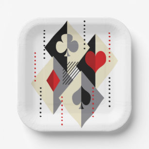 Suits of playing cards in poker.  paper plate