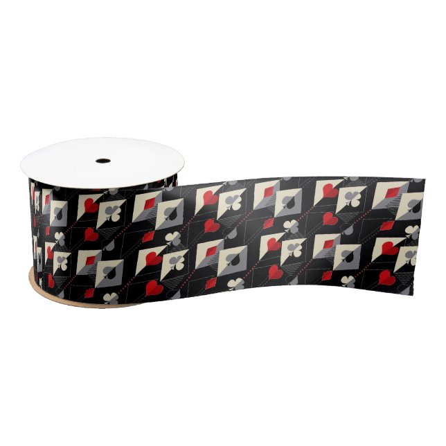 Suits of playing cards in poker.  satin ribbon (Spool)