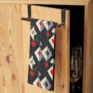 Suits of playing cards in poker.  tea towel