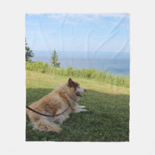 Suka Enjoying Cape George Fleece Blanket