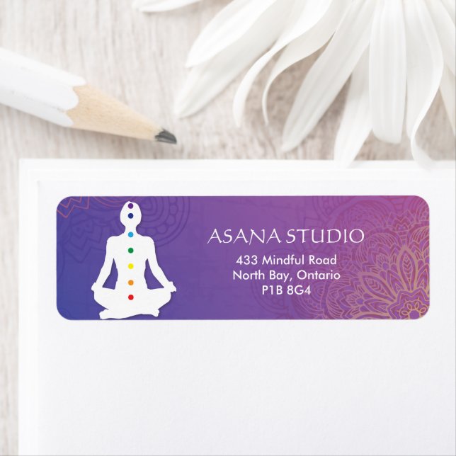 Sukhasna Pose Purple Mandala Chakra Return Address (Insitu)