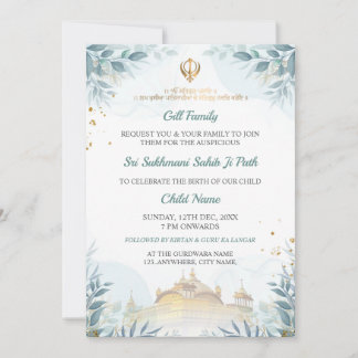 Sukhmani Sahib Path Card, Baby Arrival Card