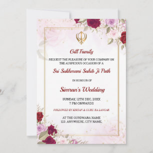 Sukhmani Sahib Path Invitation Card
