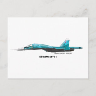Sukhoi SU-34 jet fighter Postcard