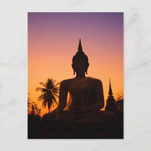 Sukhothai, Wat Mahathat At Sunset Postcard (Front)