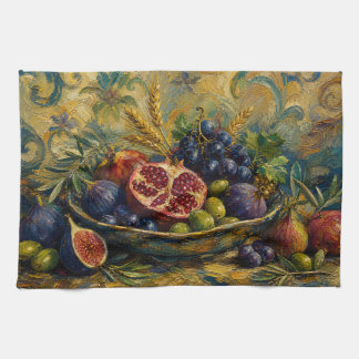 Sukkah Decorations, Seven Species Israel Sukkot Tea Towel