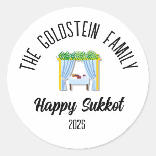 Sukkot Jewish Holiday Personalised Family Name Classic Round Sticker