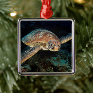 Sulawesi Green Sea Turtle Metal Tree Decoration