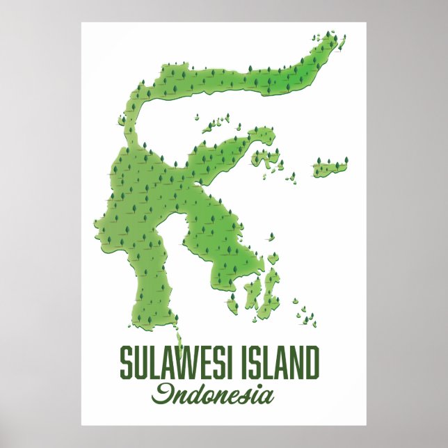 Sulawesi island Indonesia map Poster (Front)