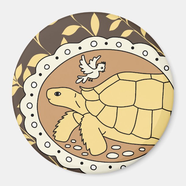 Sulcata Tortoise Magnet (brown oval) (Front)