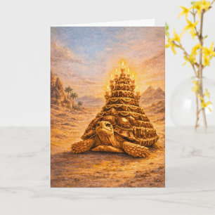 Sulcata Tortoise queen pyramid birthday cake Card