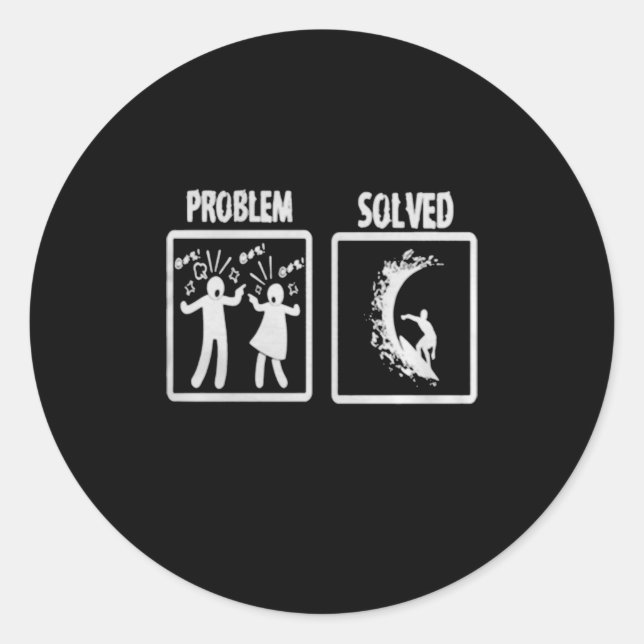 Sulfing Lover|Any Problem Can Be Solved By Surfing Classic Round Sticker (Front)
