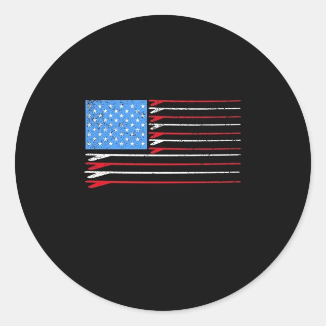 Sulfing Lover| Red Surfboard Lines American Flag Classic Round Sticker (Front)