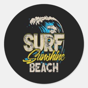 Sulfing Lover Surf Sunshine Beach Classic Round Sticker