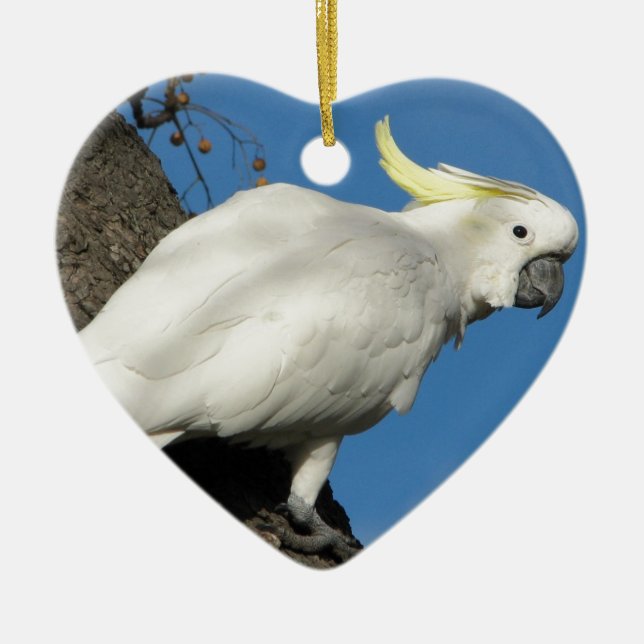 Sulfur crested cockatoo ceramic tree decoration (Front)