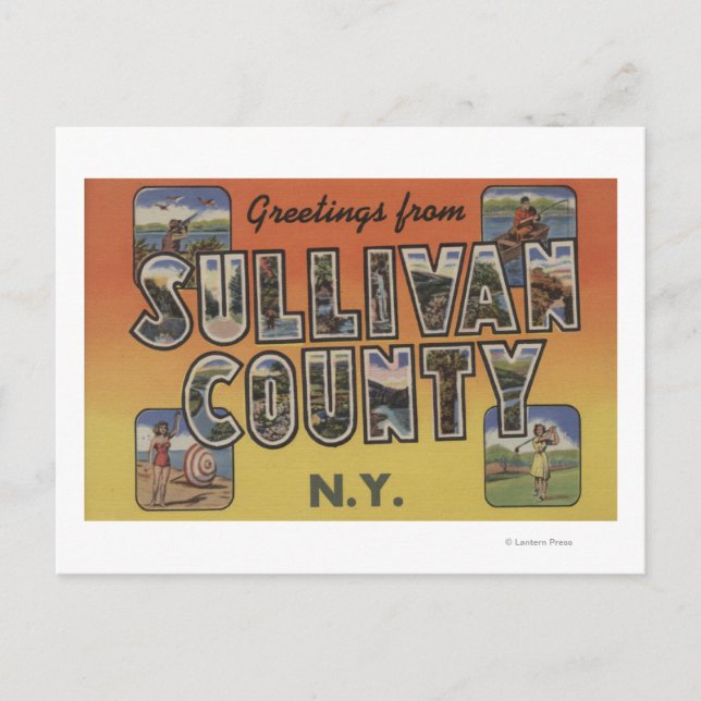 Sullivan County, New York - Large Letter Scenes Postcard (Front)