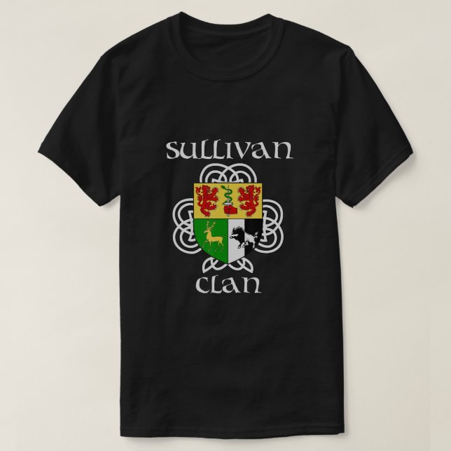 Sullivan Family Crest Coat of Arms T-Shirt (Design Front)