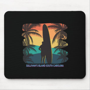 Sullivan's Island South Carolina Sc Palm Tree Surf Mouse Mat