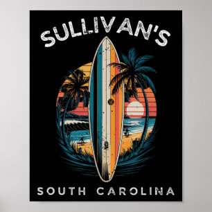 Sullivan's South Carolina Men Women Surfing Poster