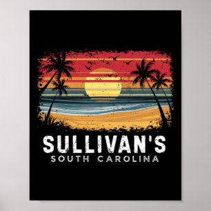 Sullivan's South Carolina Surfboard Beach  Poster