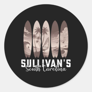 Sullivan's South Carolina Surfboard Men Women Surf Classic Round Sticker