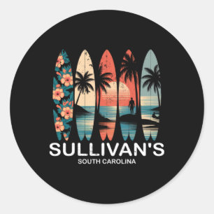Sullivan's South Carolina Surfboard Surfing Retro  Classic Round Sticker