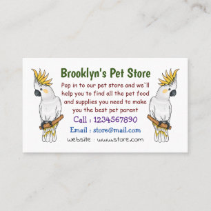 Sulphur-crested cockatoo bird cartoon illustration business card