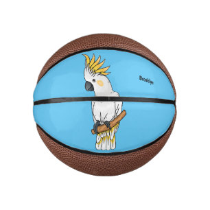Sulphur-crested cockatoo bird cartoon illustration mini basketball