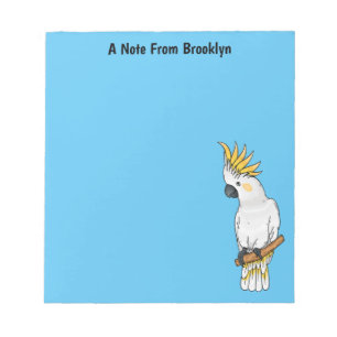 Sulphur-crested cockatoo bird cartoon illustration notepad