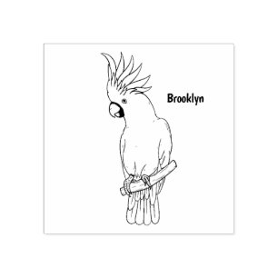 Sulphur-crested cockatoo bird cartoon illustration rubber stamp