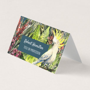 Sulphur Crested cockatoo watercolor painting Business Card