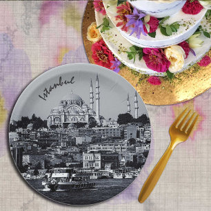 Sultan Ahmed & Istanbul panorama, Turkey / party Paper Plate