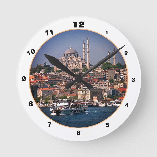 Sultan Ahmed & Istanbul panorama, Turkey Round Clock (Front)